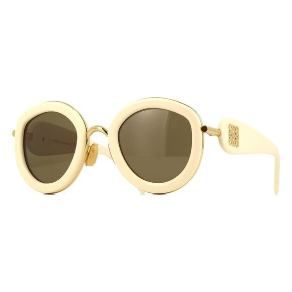 New LOEWE White Round LW40130U 25E Sunglasses Women - Picture 1 of 4